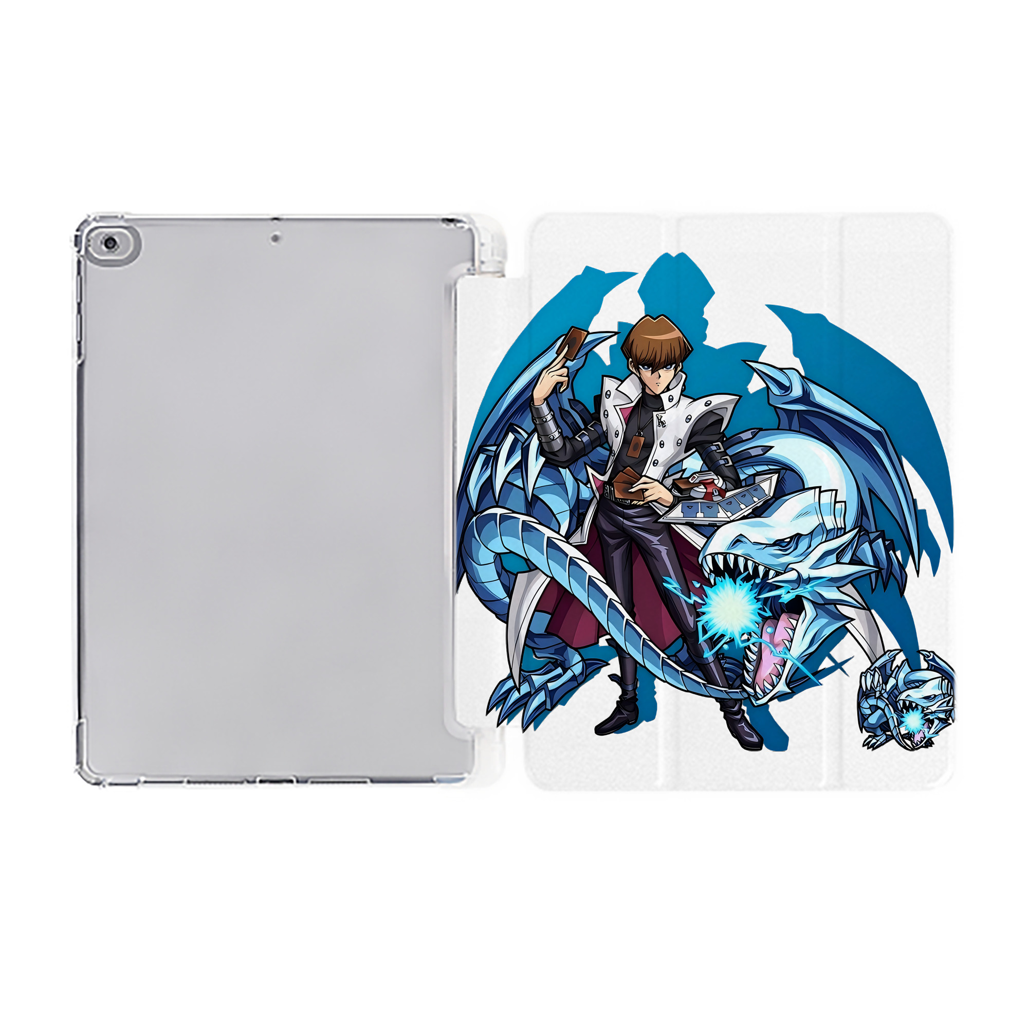 （画像用） 遊☆戯☆王 Yu-Gi-Oh! IPad ケース ペン収納付き 三つ折りスタンド PUレザー×シリコン 対応機種9.5/10.5/10.9インチ
